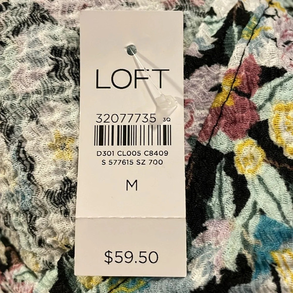 NWT LOFT Floral Shirred Puff Sleeve Top M - Picture 10 of 16